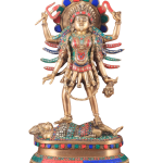 Pure Brass Kali Mata Stonework Four Arms - 18" Meenakari Divine Art | Jaipurio